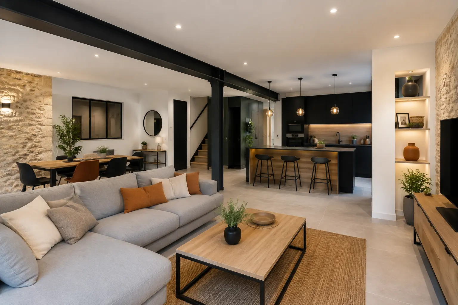 Chantier de rénovation globale d'une maison avec plusieurs corps de métier