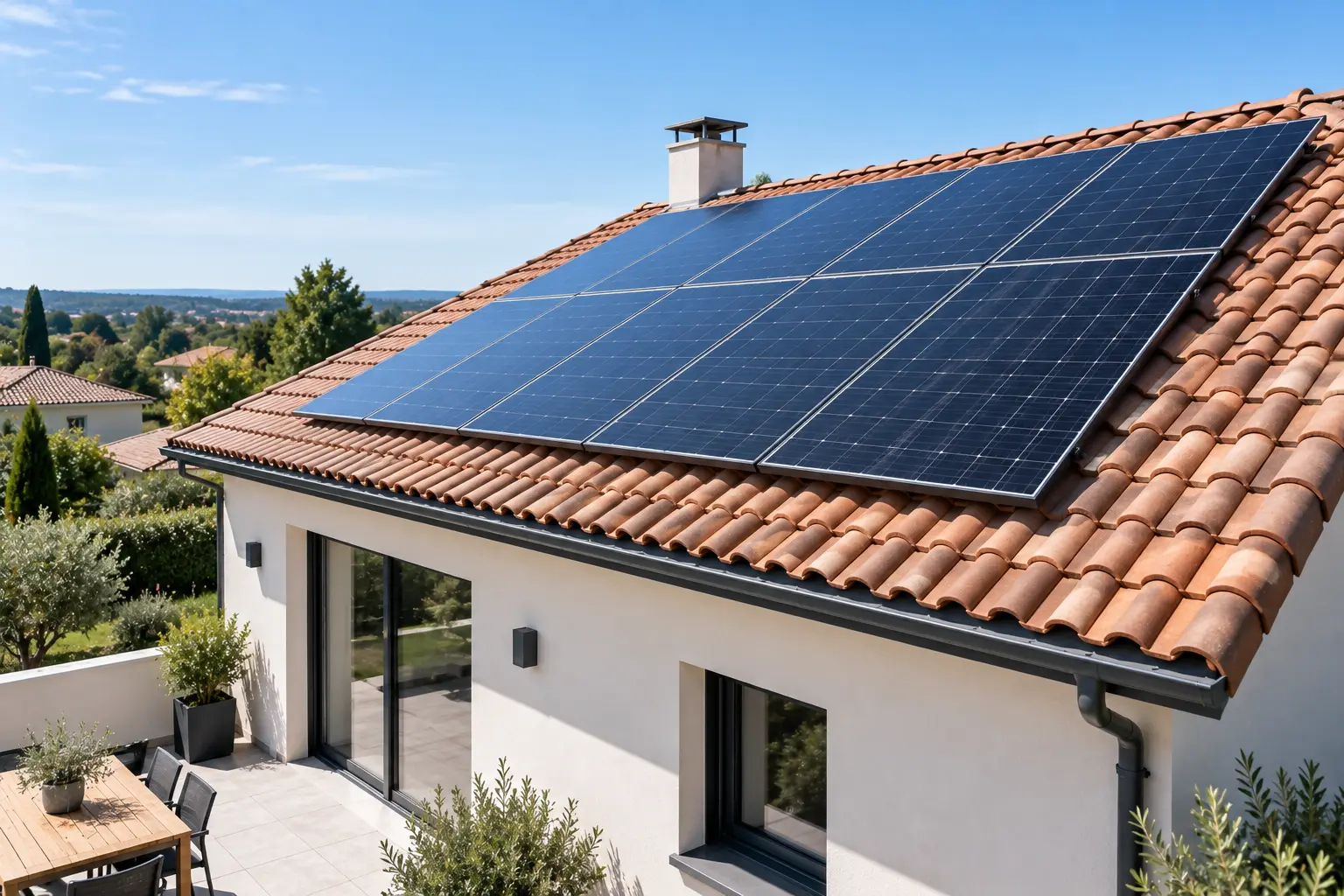 Installateur photovoltaïque fixant des panneaux solaires sur une toiture